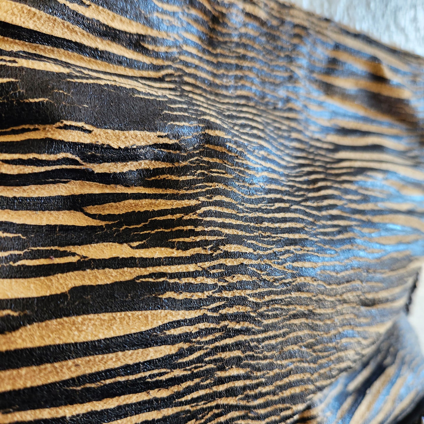 Distressed Black Bengal Stripe Crossbody Bag