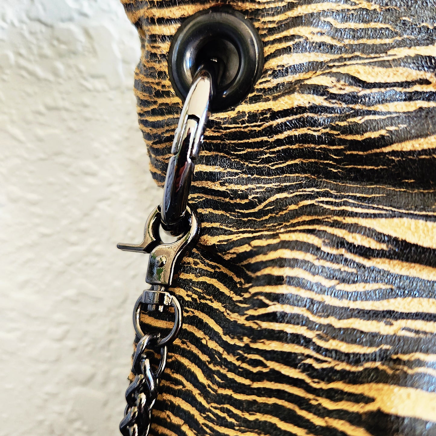 Distressed Black Bengal Stripe Crossbody Bag