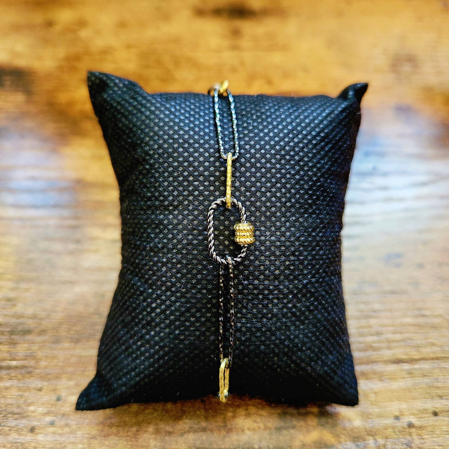 Oxidized Sterling Silver and Gold Overlay Bracelet