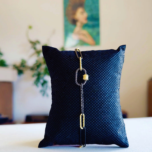 Oxidized Sterling Silver and Gold Overlay Bracelet