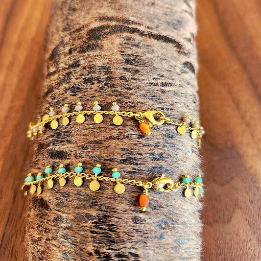 Grey Opal Bead Chain Bracelet