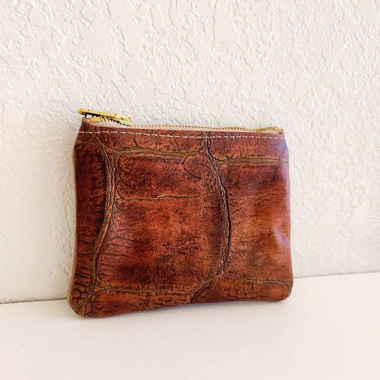Vintage Brown Mini Coin Card Pouch