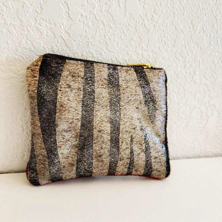 Pewter Zebra Mini Coin Card Pouch
