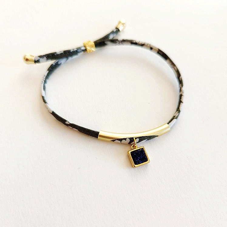 Olive and Sapphire Druzy Adjustable Bracelet