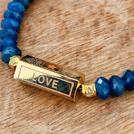 Faceted Apatite 22kt Gold Overlay Bracelet