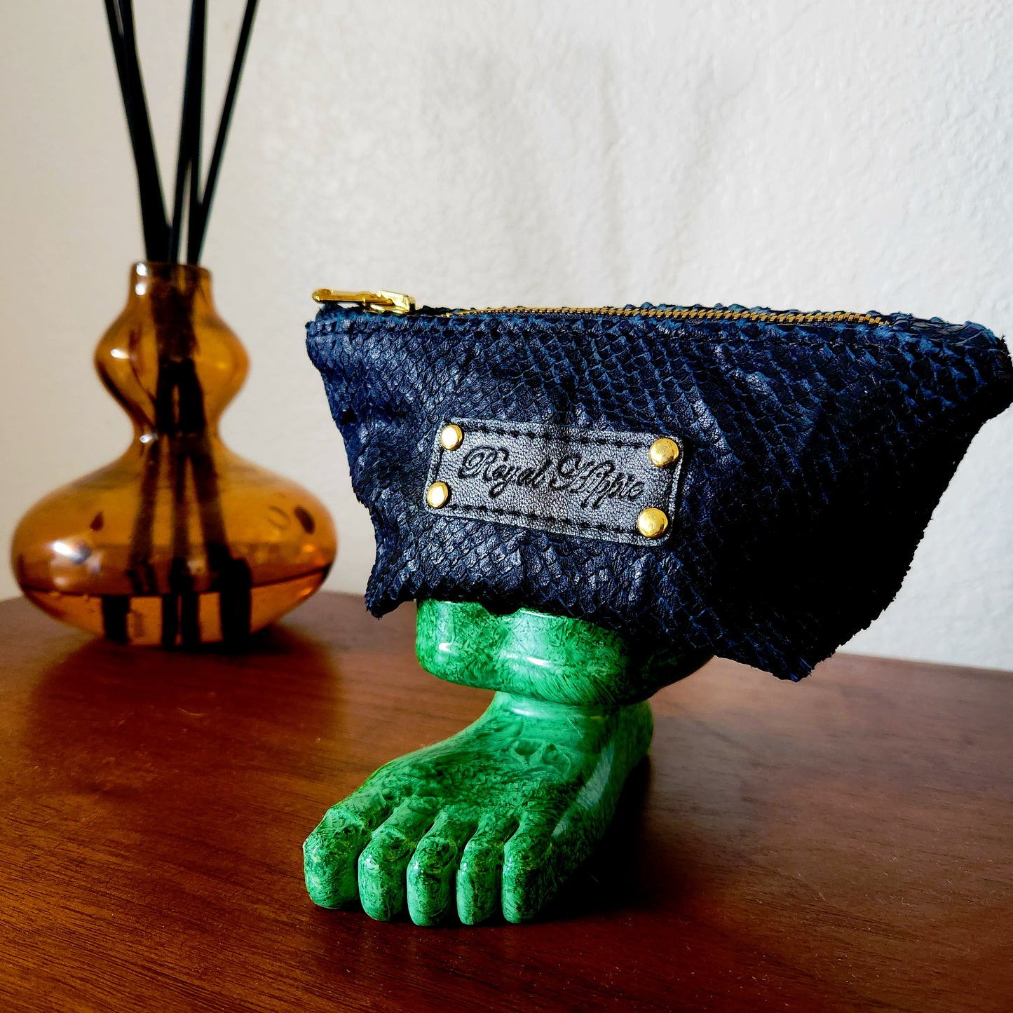 Navy snake print Mini Pouch