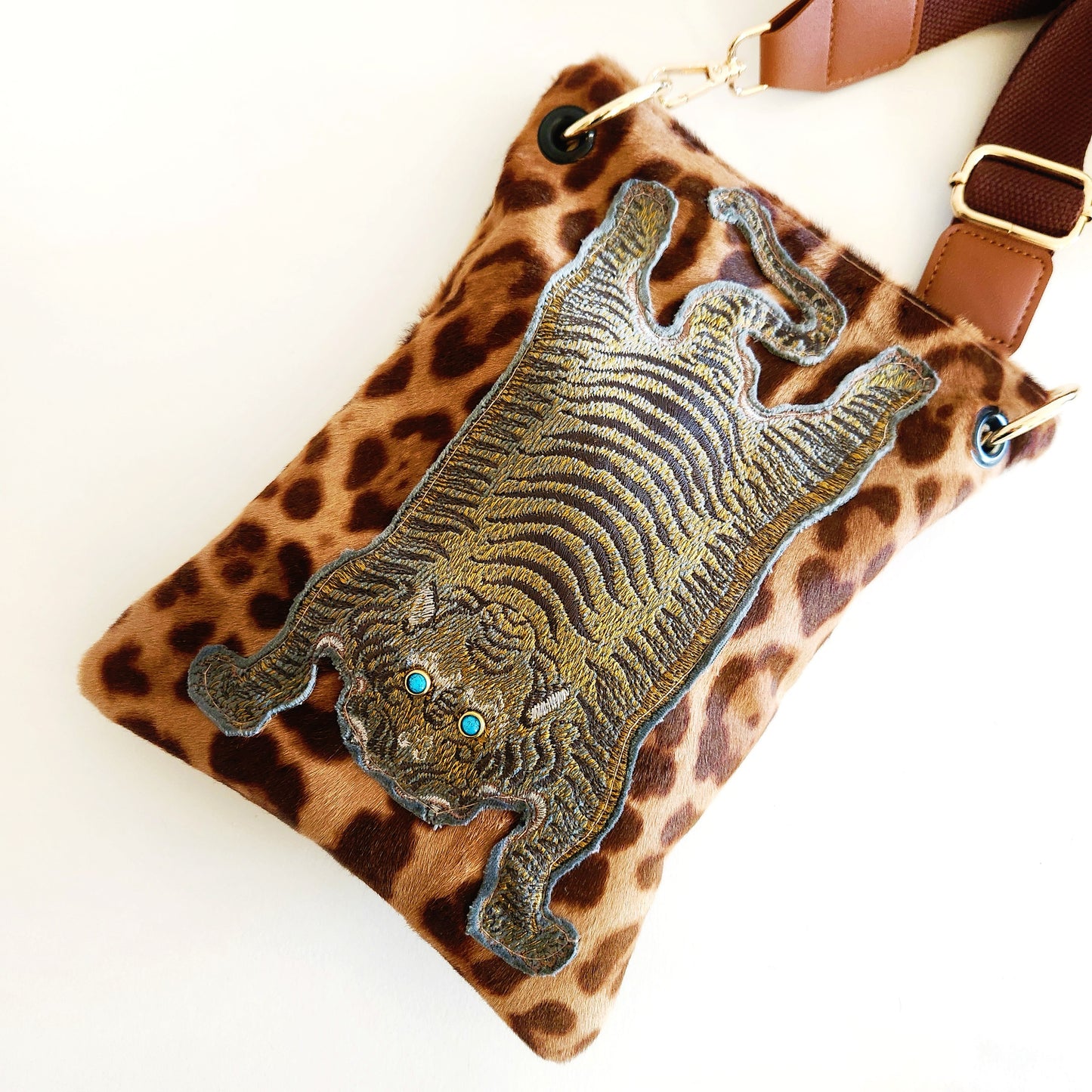 Mocha Leopard Bengal Crossbody Bag