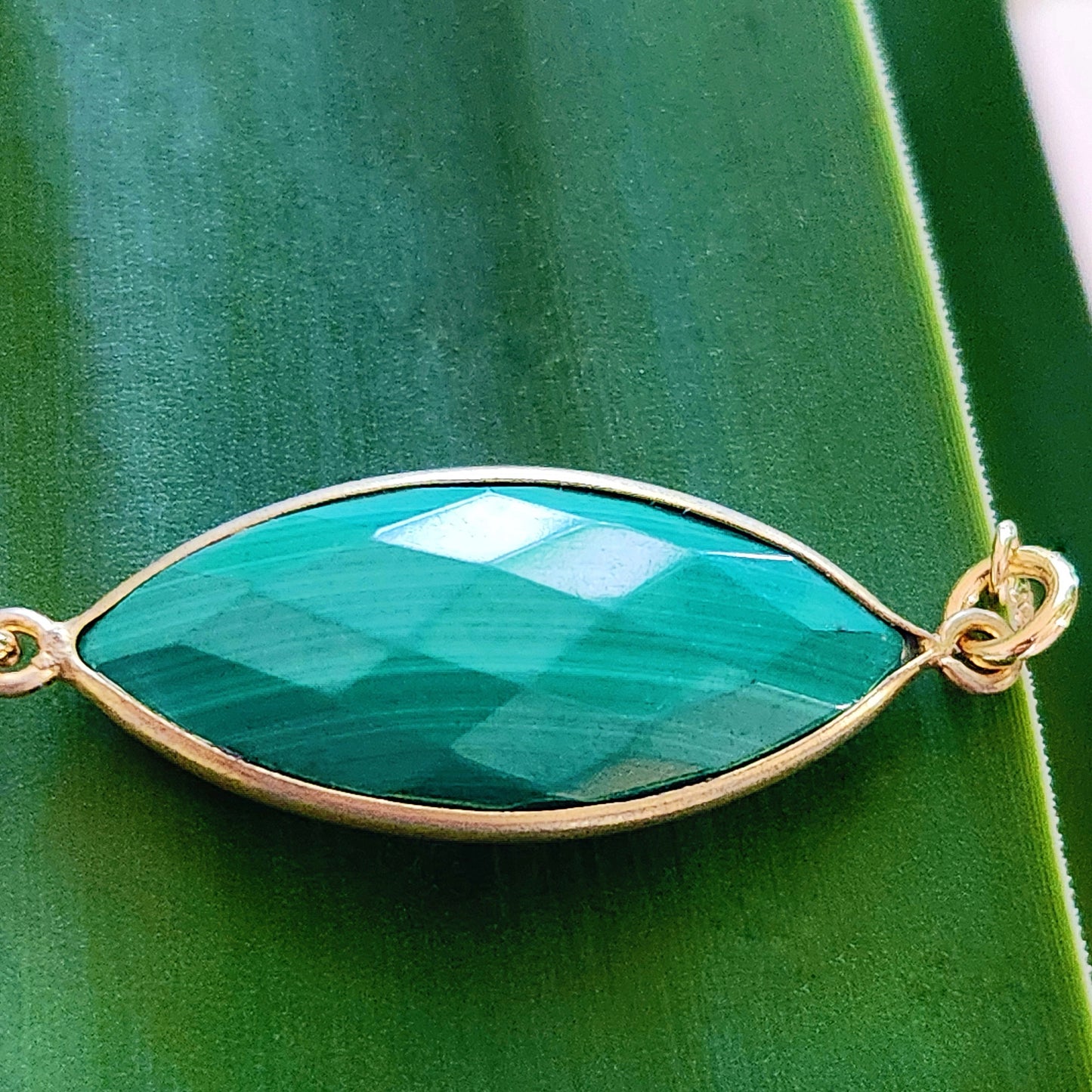 Faceted Gold Filled Malachite Adjustable Bracelet