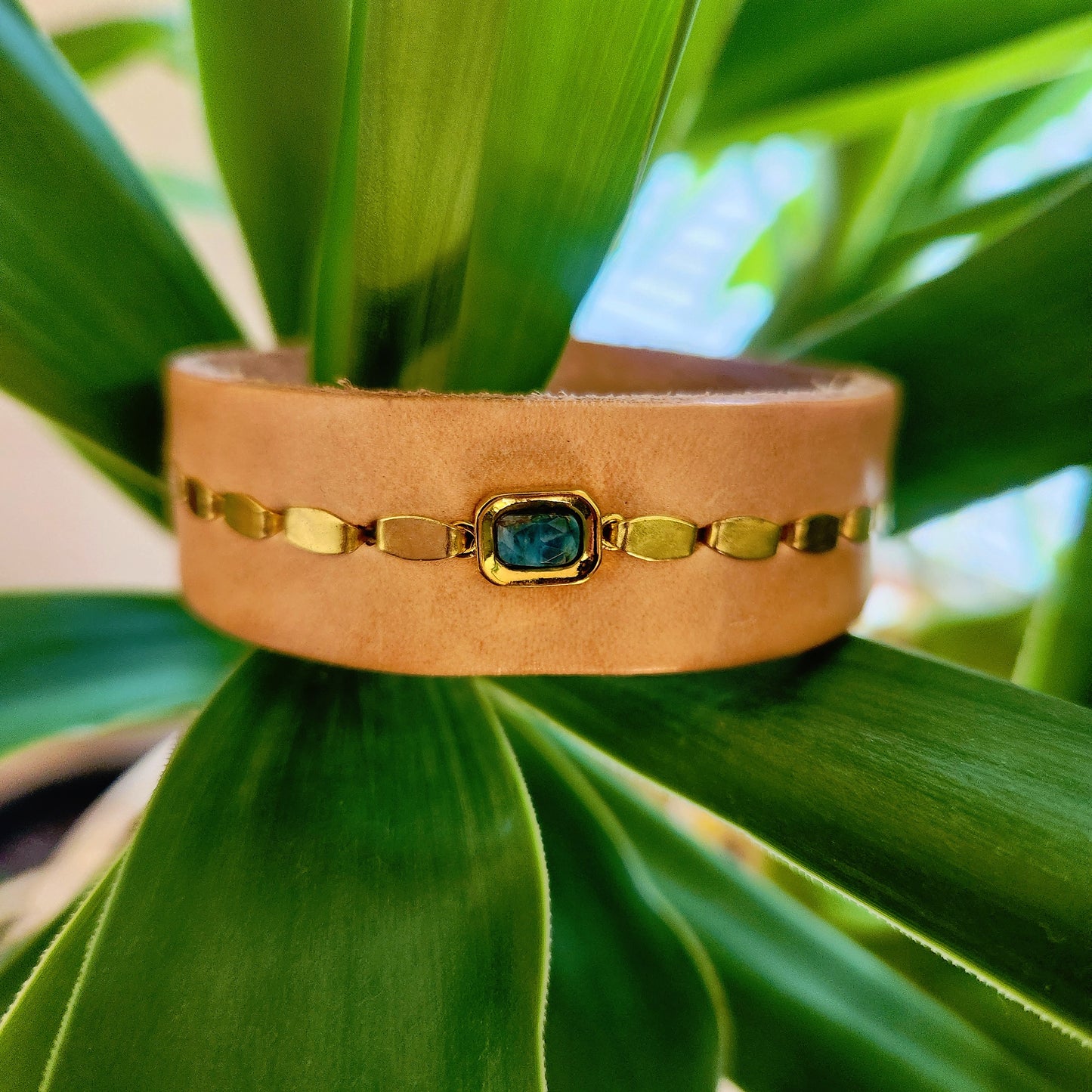 Natural Blue Jasper Cuff Bracelet