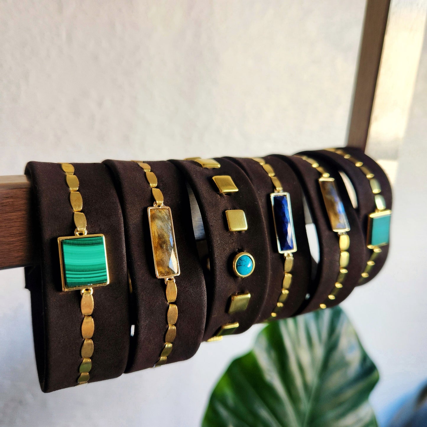 Chocolate Malachite Suede Cuff Bracelet