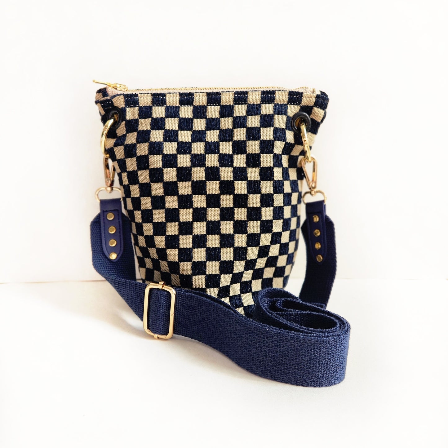 Checkered Bucket Large Bucket Crossbody Bag