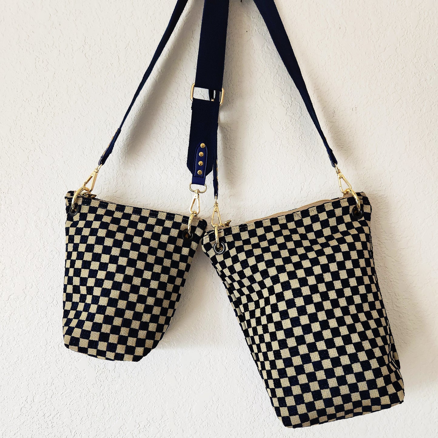 Checkered Bucket Large Bucket Crossbody Bag
