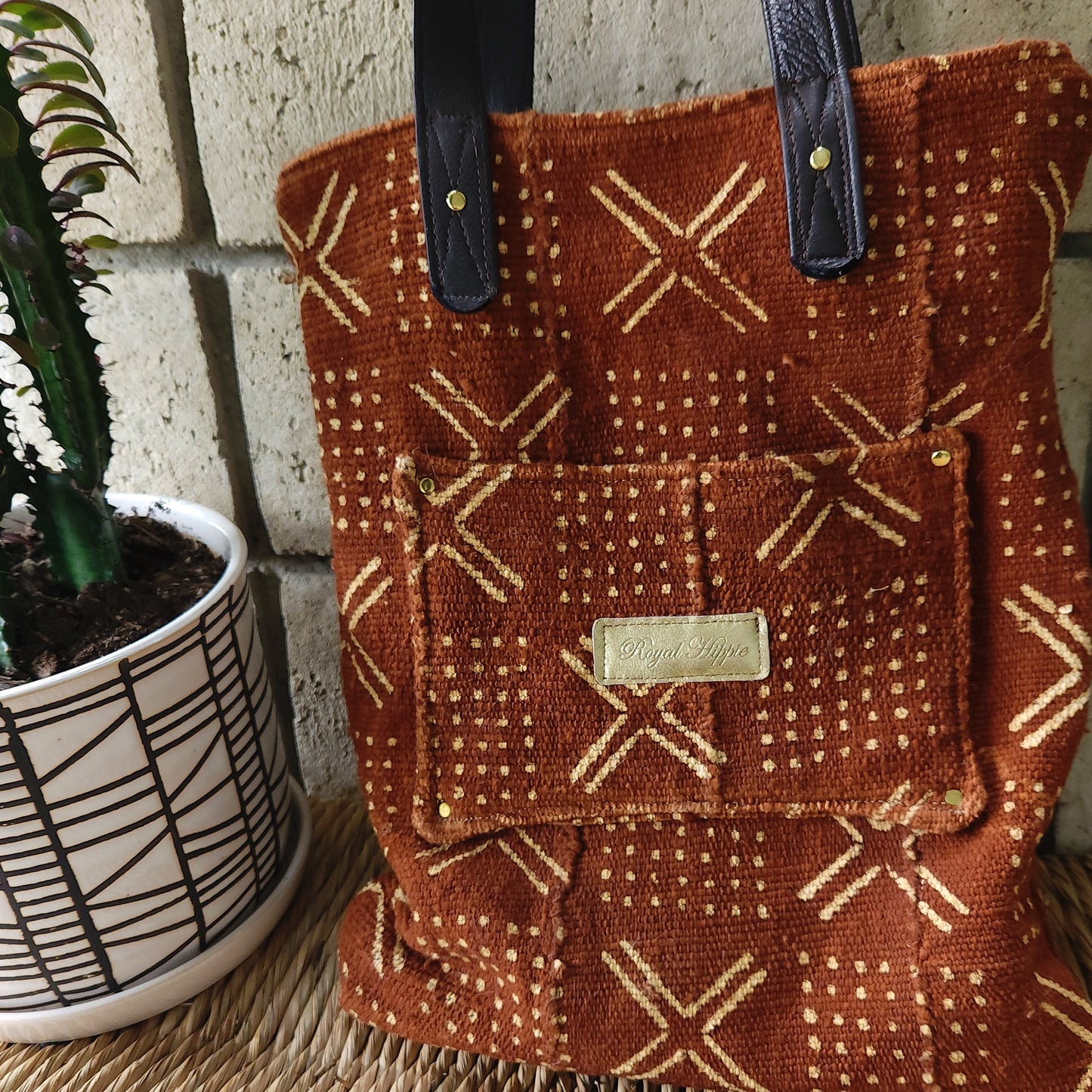 Rust Mud Cloth Tote