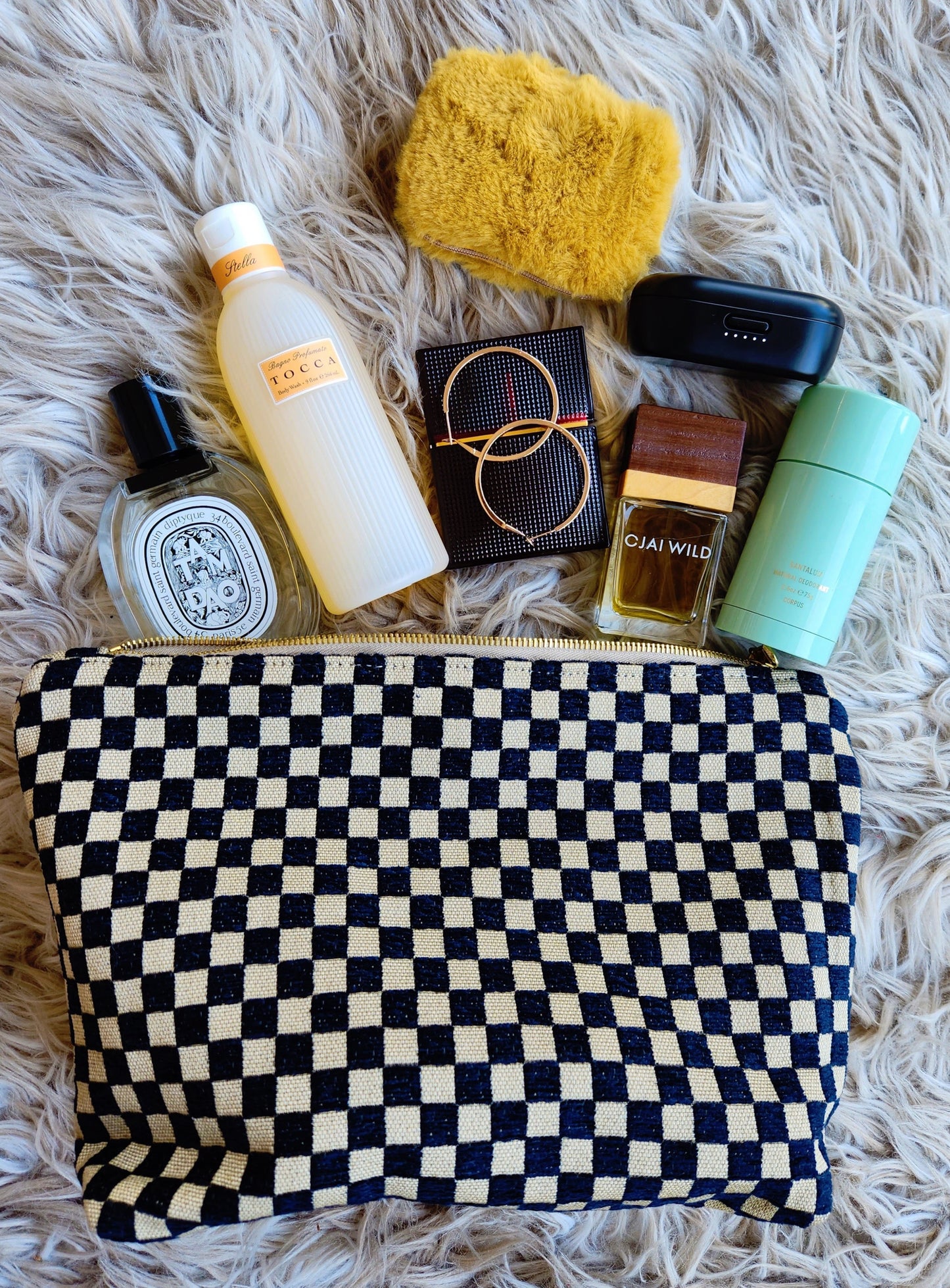 Checkered Velvet Traveller Large