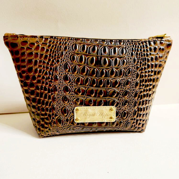 Mocha Faux Croc Traveller Medium