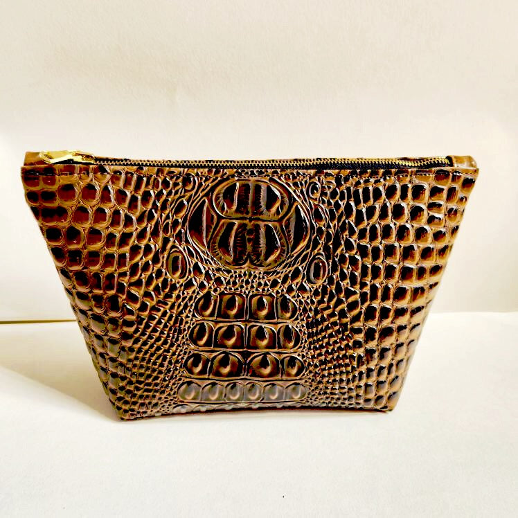 Mocha Faux Croc Traveller Medium