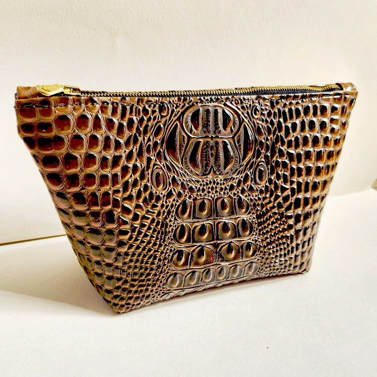 Mocha Faux Croc Traveller Medium