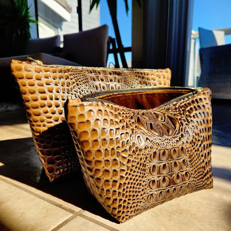 Mocha Faux Croc Traveller Medium