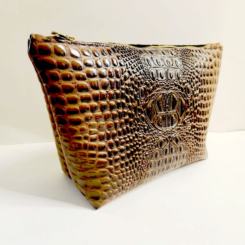 Mocha Faux Croc Traveller Large