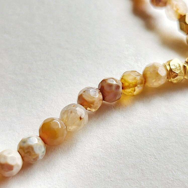 Faceted Agate Leather Stretch Bracelet