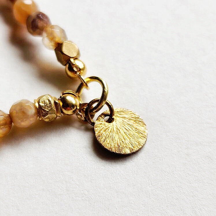 Faceted Agate Leather Stretch Bracelet