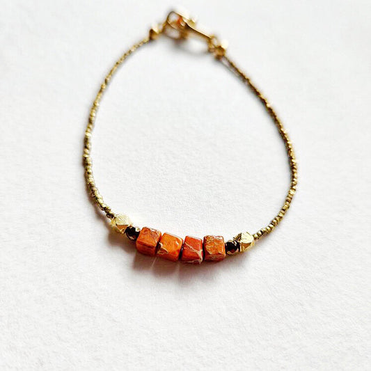 Ethiopian Bras and Orange Jasper Bracelet
