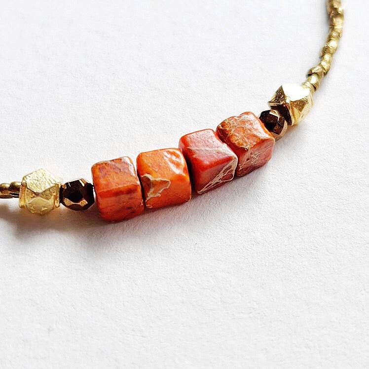 Ethiopian Bras and Orange Jasper Bracelet