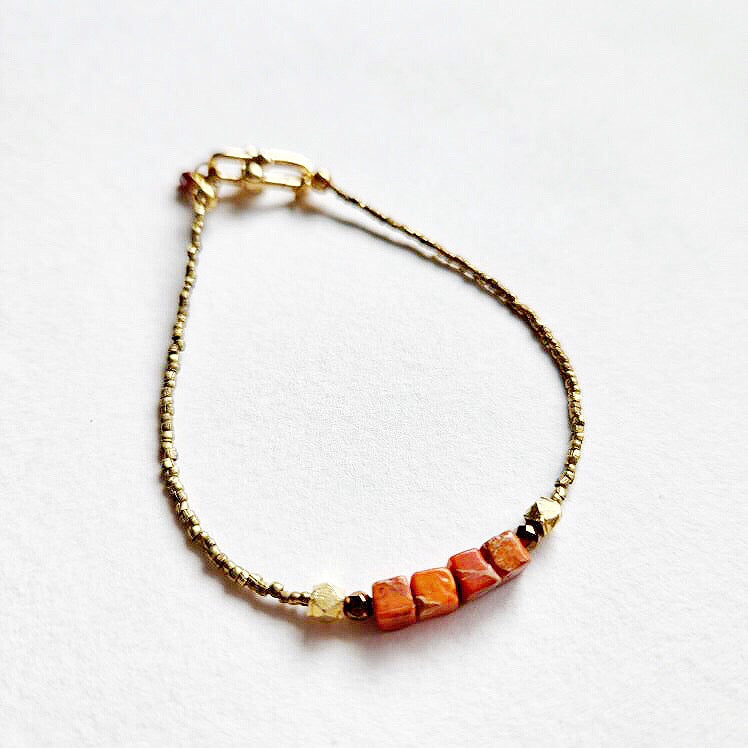 Ethiopian Bras and Orange Jasper Bracelet