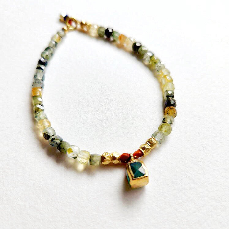 Natural Apatite with Emerald Bracelet