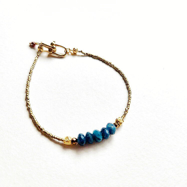 Ethiopian Bras Blue Apatite  Bracelet