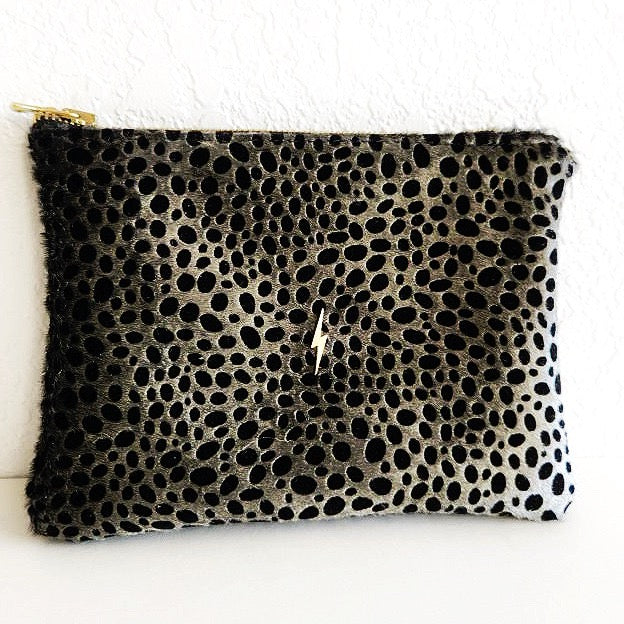 Pewter Cheetah Bolt Pouch