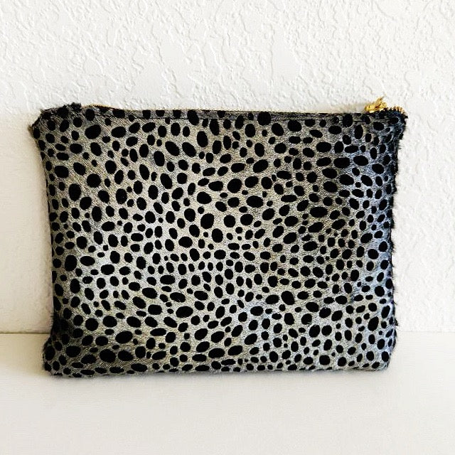 Pewter Cheetah Bolt Pouch