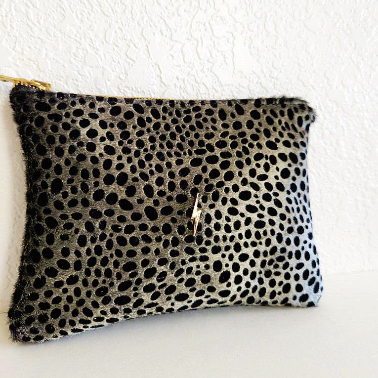 Pewter Cheetah Bolt Pouch
