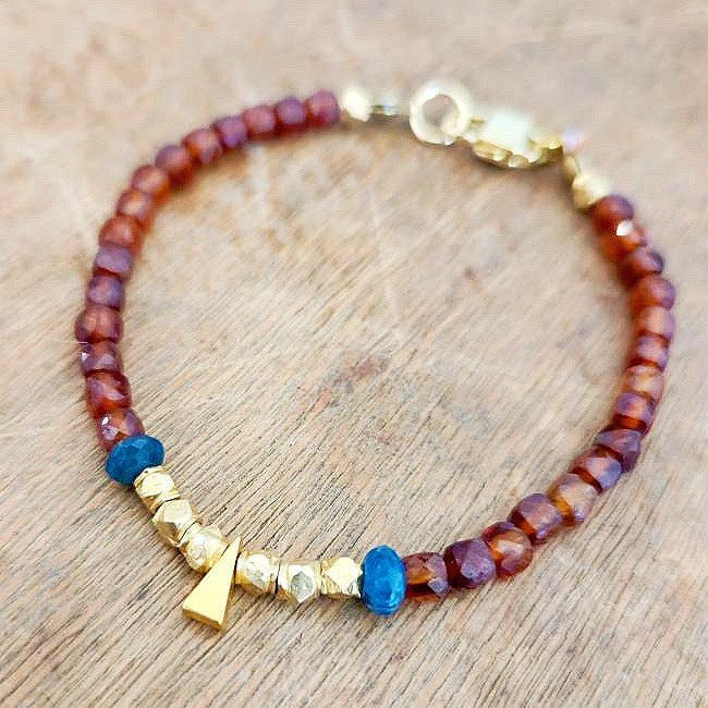 Faceted Ruby 22kt Gold Overlay Bracelet