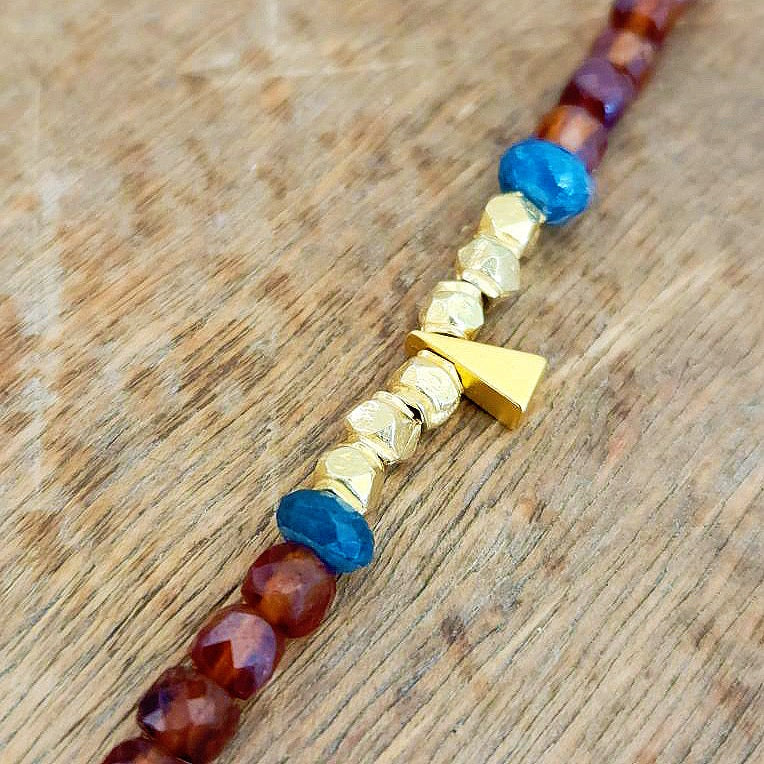 Faceted Ruby 22kt Gold Overlay Bracelet