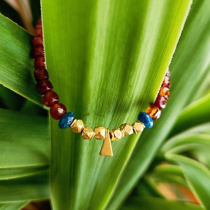 Faceted Ruby 22kt Gold Overlay Bracelet