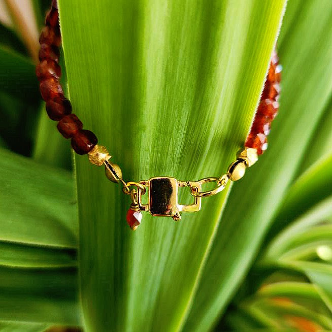 Faceted Ruby 22kt Gold Overlay Bracelet