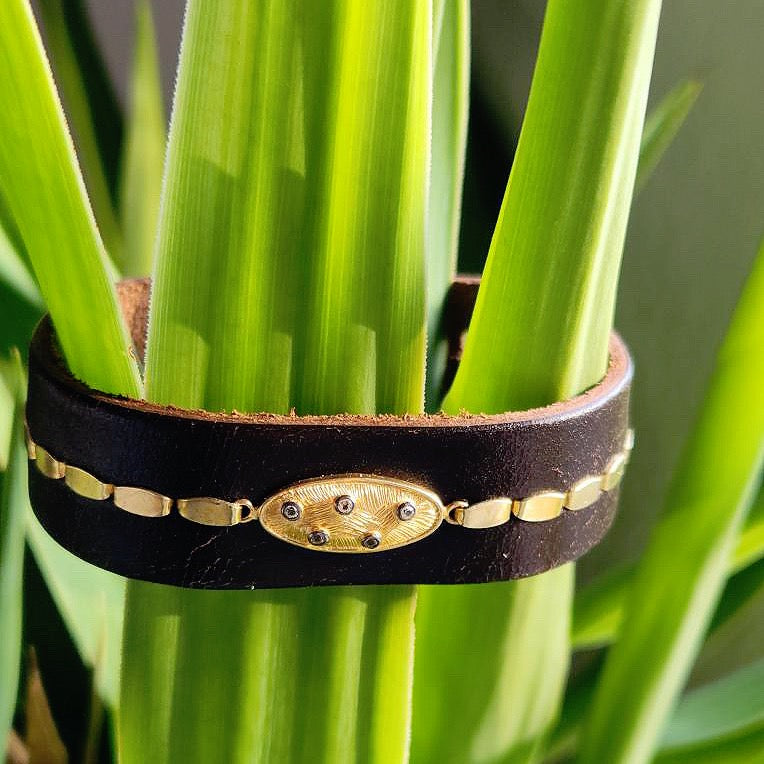 Distressed Brown Leather Cuff Bracelet