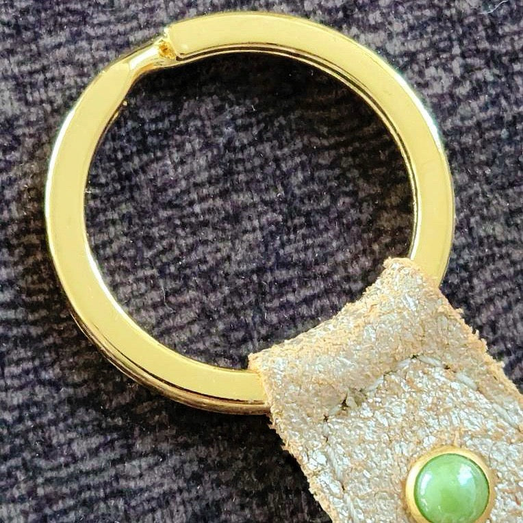 Celestial Leather Key Ring in Vintage Green
