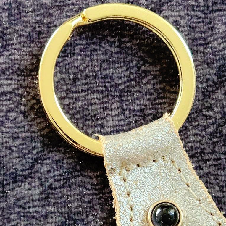 Celestial Leather Key Ring in Black