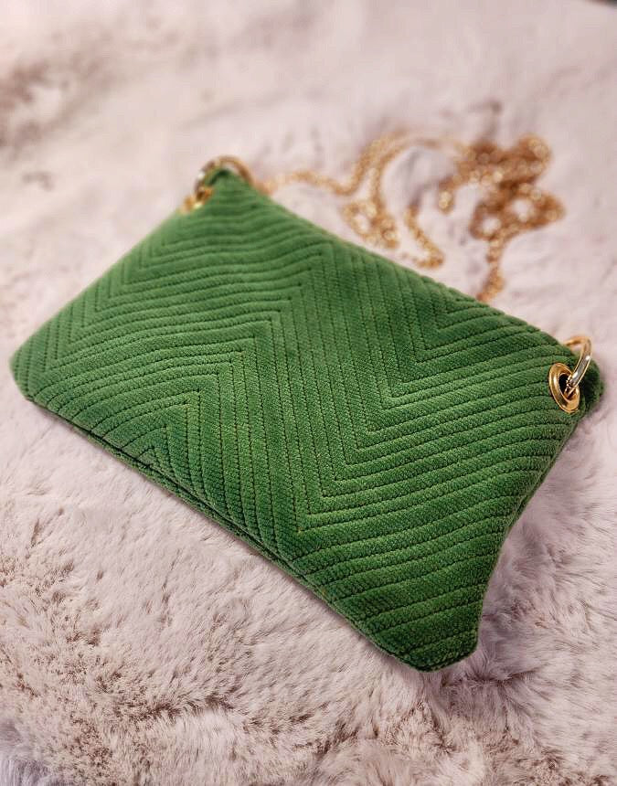 Chevron Vintage Velvet Crossbody Bag