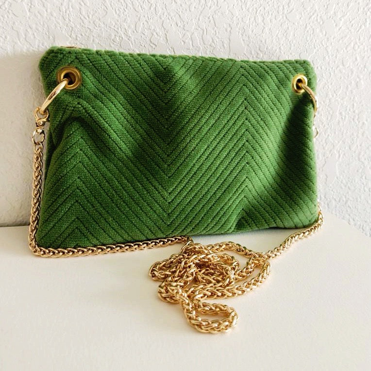 Chevron Vintage Velvet Crossbody Bag