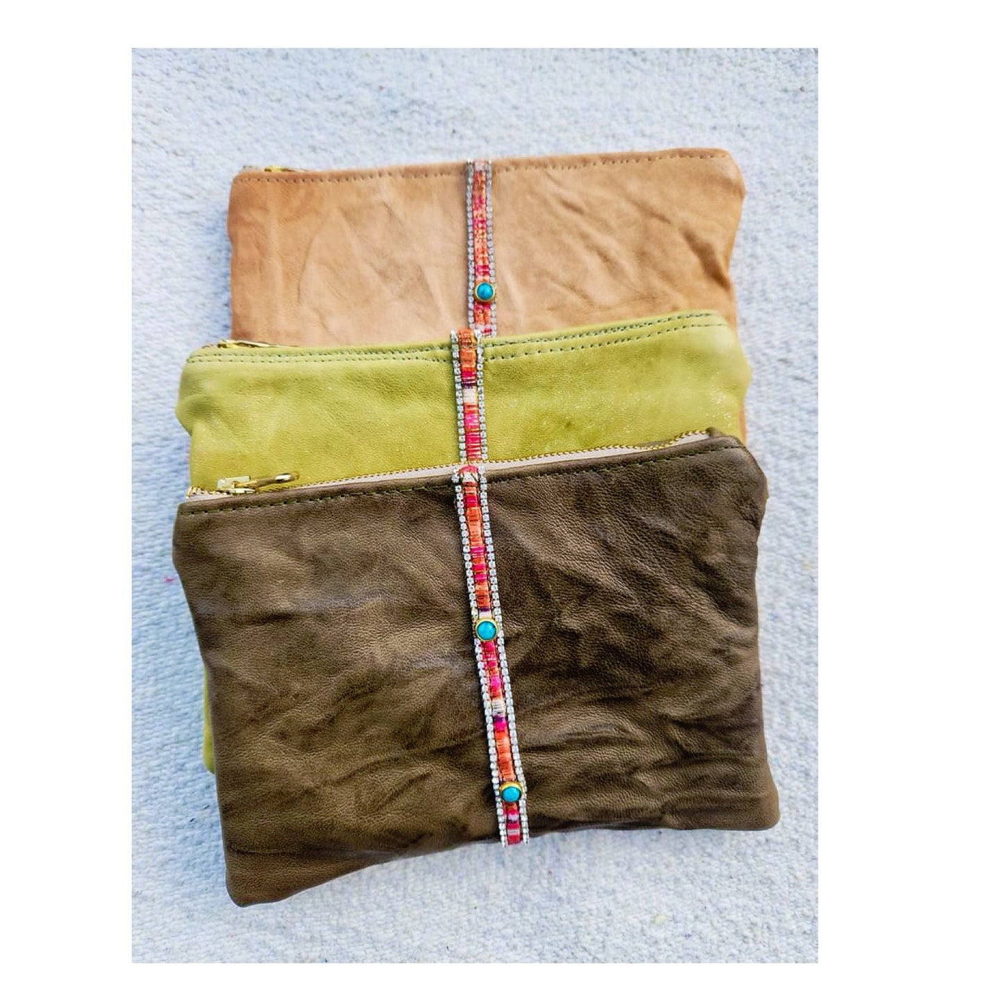 Olive Wrinkle Italian Leather