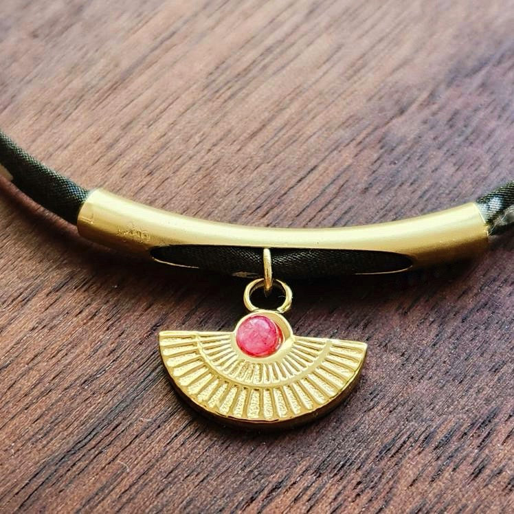 Olive and Coral Stackable Bracelet