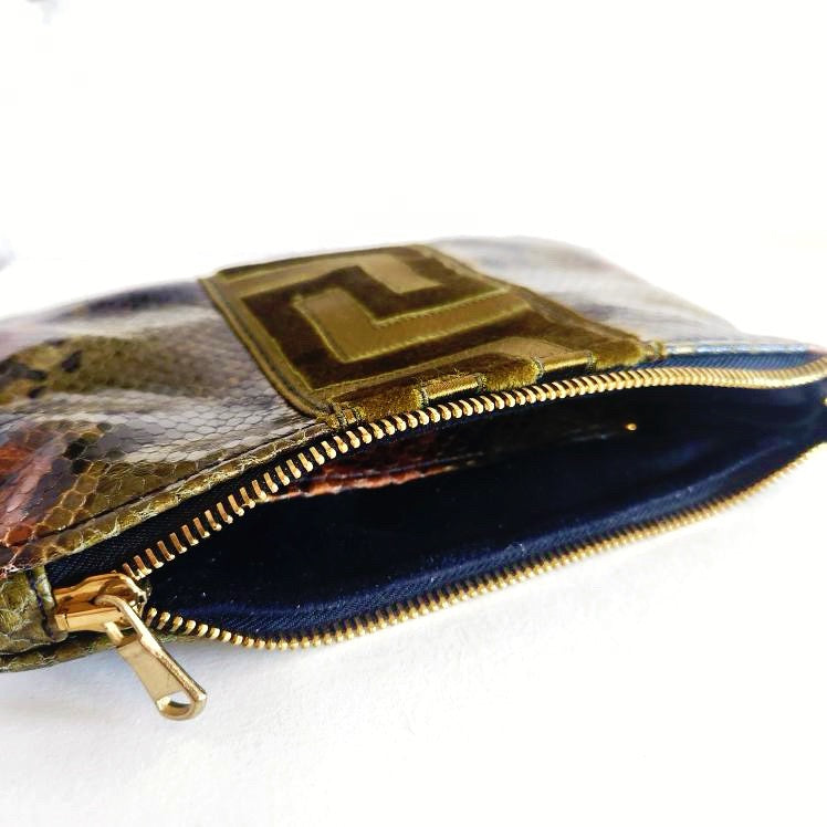 Bronze and Olive Snake Print Pouch
