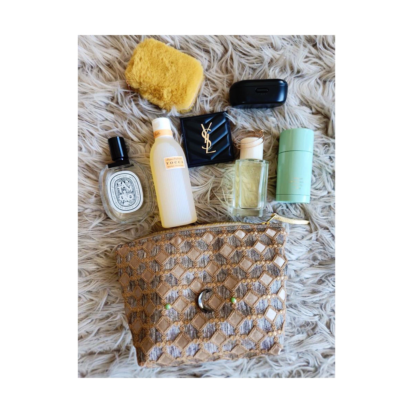 Cream And Pewter Moon Traveller Bag Medium