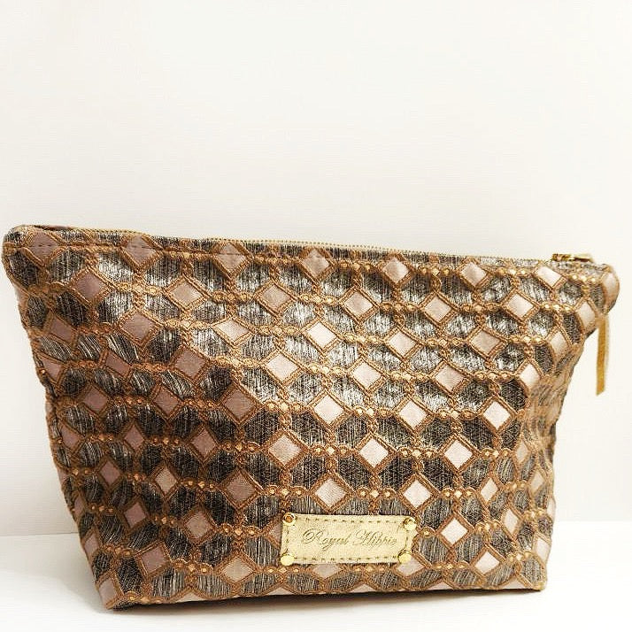 Cream And Pewter Moon Traveller Bag Medium