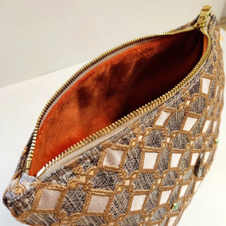 Cream And Pewter Moon Traveller Bag Medium