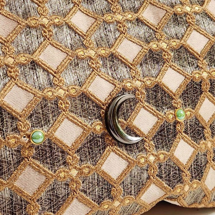 Cream And Pewter Moon Traveller Bag Medium