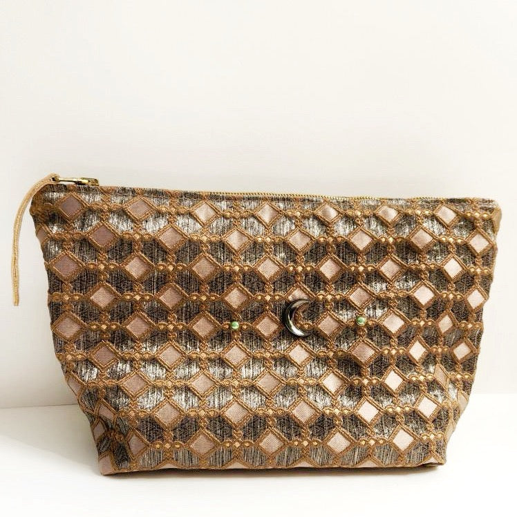 Cream and Pewter Moon Traveller Bag Large